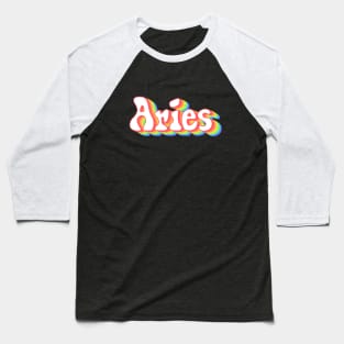 Retro Rainbow Aries Baseball T-Shirt